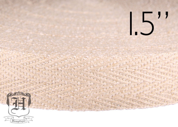 Hemp Webbing - 1.5" Natural Herring Bone - By-The-Meter - Hemptique