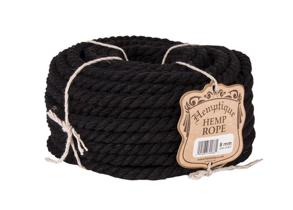Hemp Rope - Natural/Black - 4mm/6mm/8mm