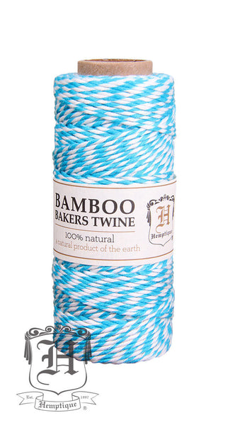 Bamboo Bakers Twine - Neon Turquoise & White - Hemptique