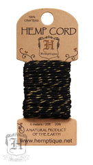 Hemp Cord Mini Card Metallic - Black & Gold - Hemptique