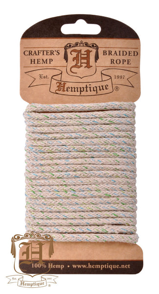 Braided Hemp Rope Card - Party Green 4mm - Hemptique