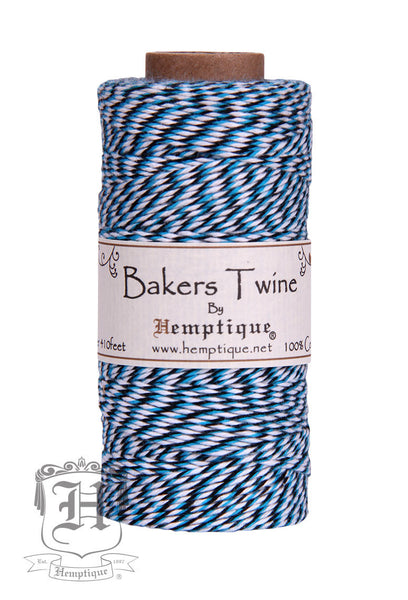 Cotton Bakers Twine - Blue, Black & White (2x2 Ply) - Hemptique