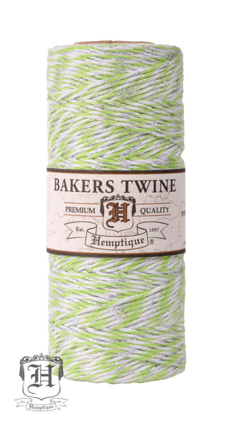 Cotton Bakers Twine Metallic Spool - Lime Green, White, & Silver