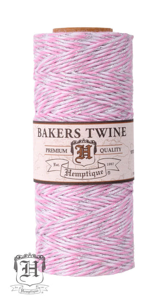 Cotton Bakers Twine Metallic Spool - Pink, White, & Silver - Hemptique