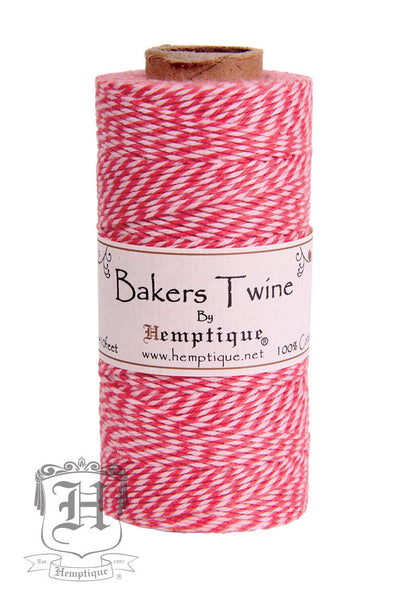 Cotton Bakers Twine - Rose Point - Pastel Red & White (2x2 Ply)