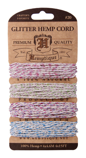Glitter Hemp Cord Card - Flower Power #20 - Hemptique