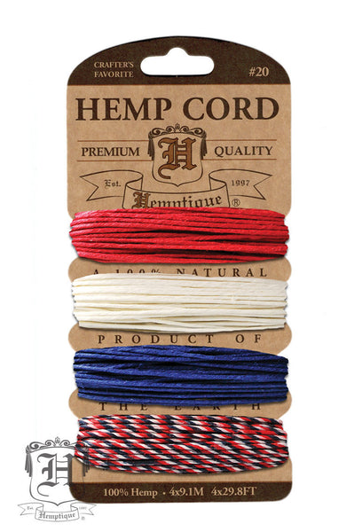 Hemp Cord Card - Classic Red, White, & Blue #20 - Hemptique