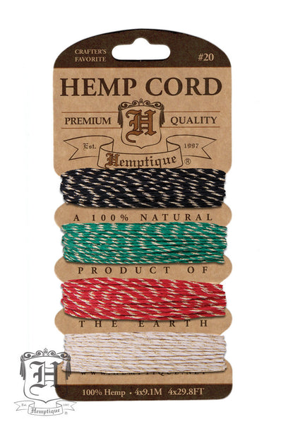 Hemp Cord Card - Metallic Rasta Glitter #20