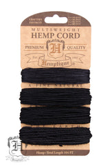 Hemp Cord Card - Multiweight Black #10-#48