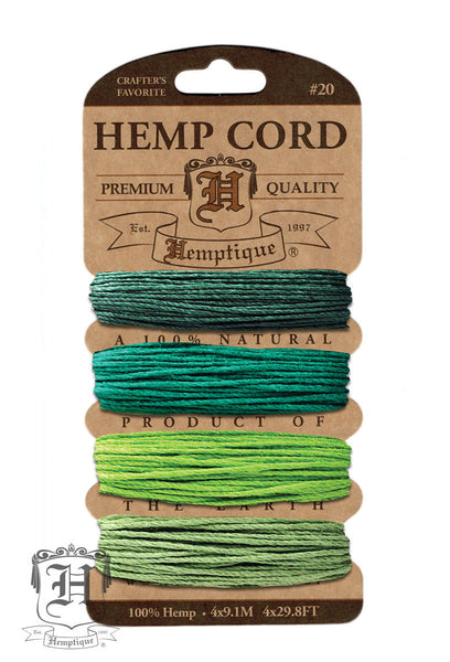 Hemp Cord Card - Shades of Emerald #20/#10 - Hemptique
