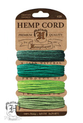 Hemp Cord Card - Shades of Emerald #20/#10 - Hemptique