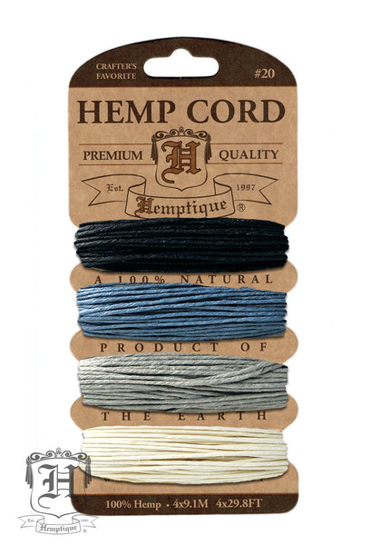 Hemp Cord Card - Shades of Onyx #20/#10 - Hemptique