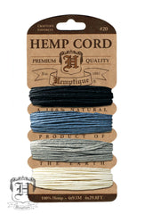 Hemp Cord Card - Shades of Onyx #20/#10 - Hemptique