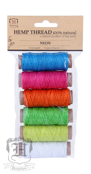 Hemp Thread - Neon - 6 Pack