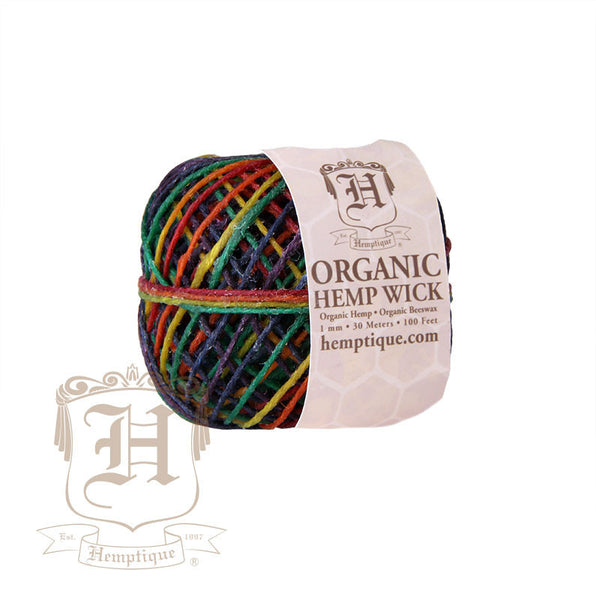 Hemp Wick #20/#48 100ft/200ft Rasta, Rainbow, Natural