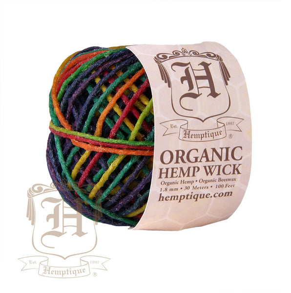 Hemp Wick #20/#48 100ft/200ft Rasta, Rainbow, Natural