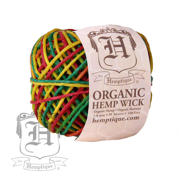Hemp Wick #20/#48 100ft/200ft Rasta, Rainbow, Natural