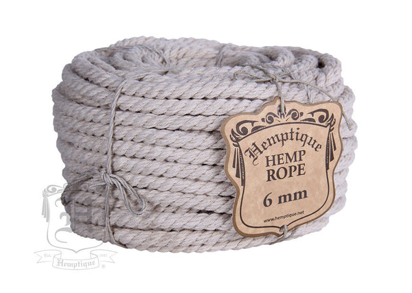 Hemp Rope - Natural/Black - 4mm/6mm/8mm