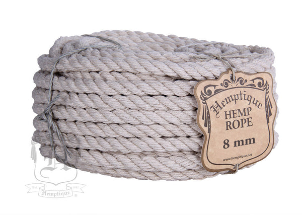 Hemp Rope - Natural/Black - 4mm/6mm/8mm