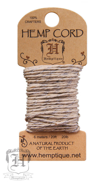 Hemp Cord Mini Card Metallic - Natural & Silver - Hemptique