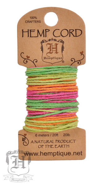 Hemp Cord Mini Card Variegated - Neon #20 - Hemptique